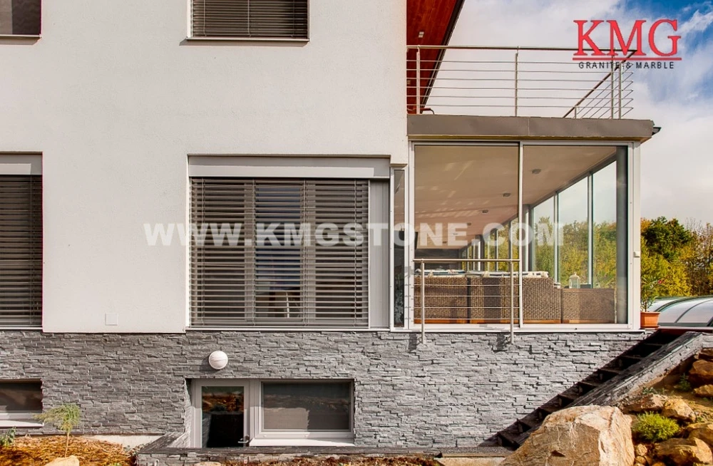 Natural Stone Cladding Exterior Black Slate Culture Stone with Rectangular Split Finish for Outdoor and Hotel Applications