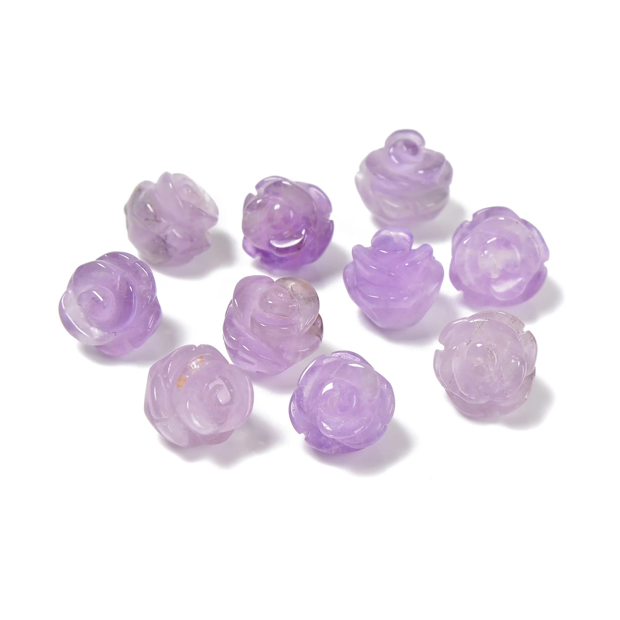 Tiger Eye Amazonite Amethyst Aventurine Carnelian Clear Rose Quartz Red Jasper Rose Flower Gem Beads for Jewelry Pendant Making