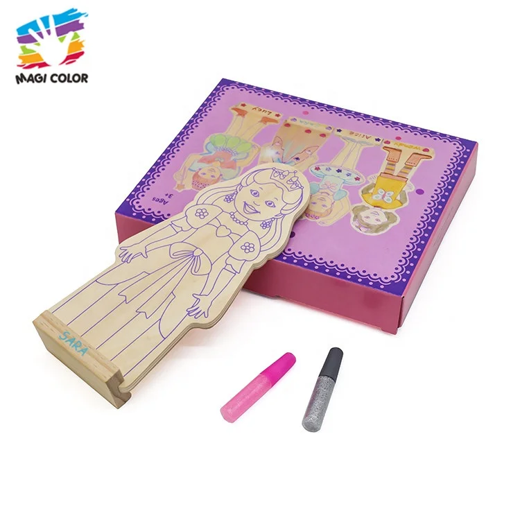 Ready To Ship coloful kids painting wooden diy toys with low price W03A078