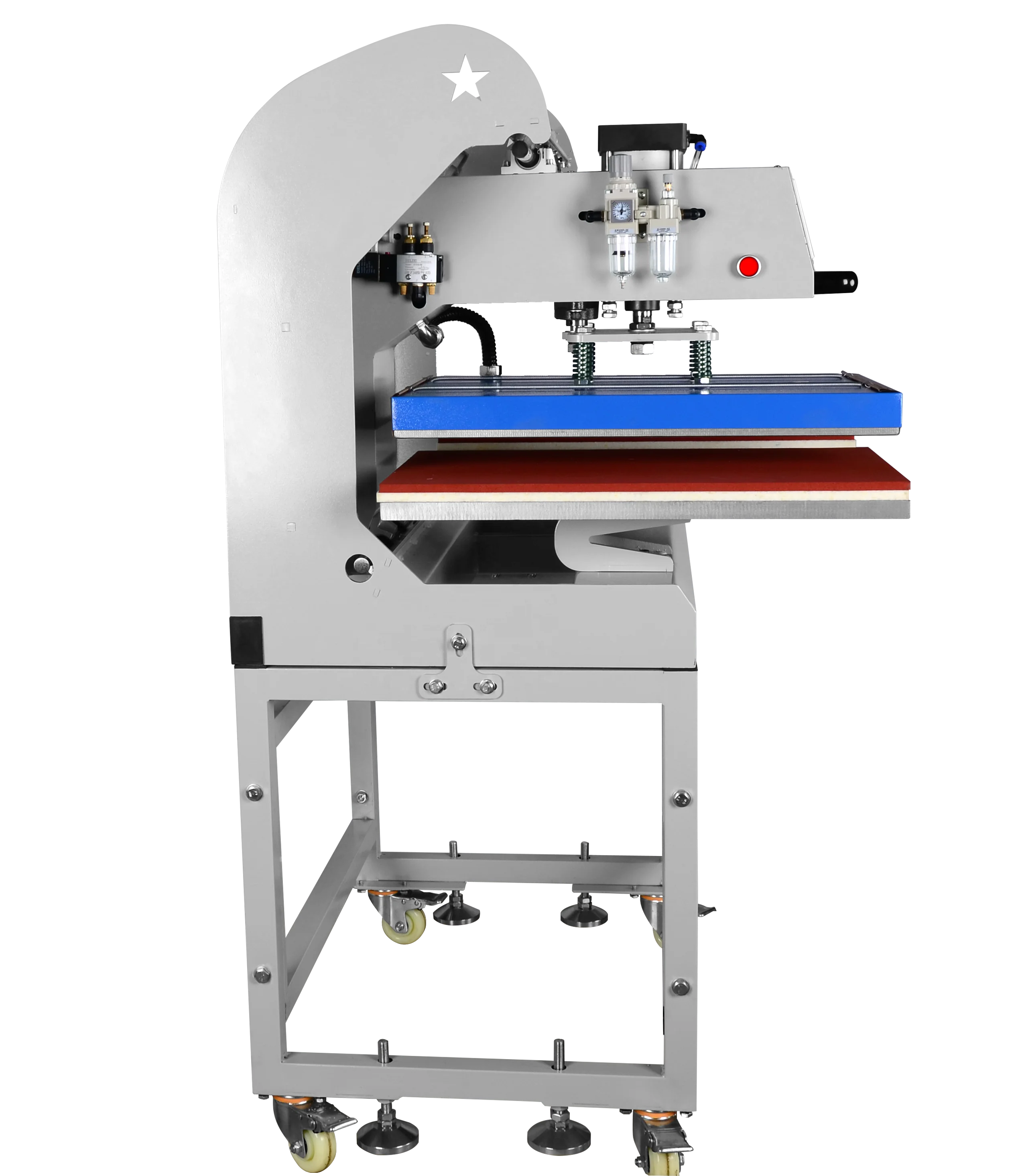 New design auto open air cylinder double tray dye sublimation polyester blank piece heat transfer machine