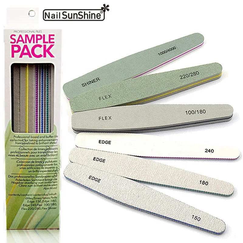 Nail SunShineWholesale 6pcs/set professional Disposable manicure nail tools sandpaper custom printed nail file set