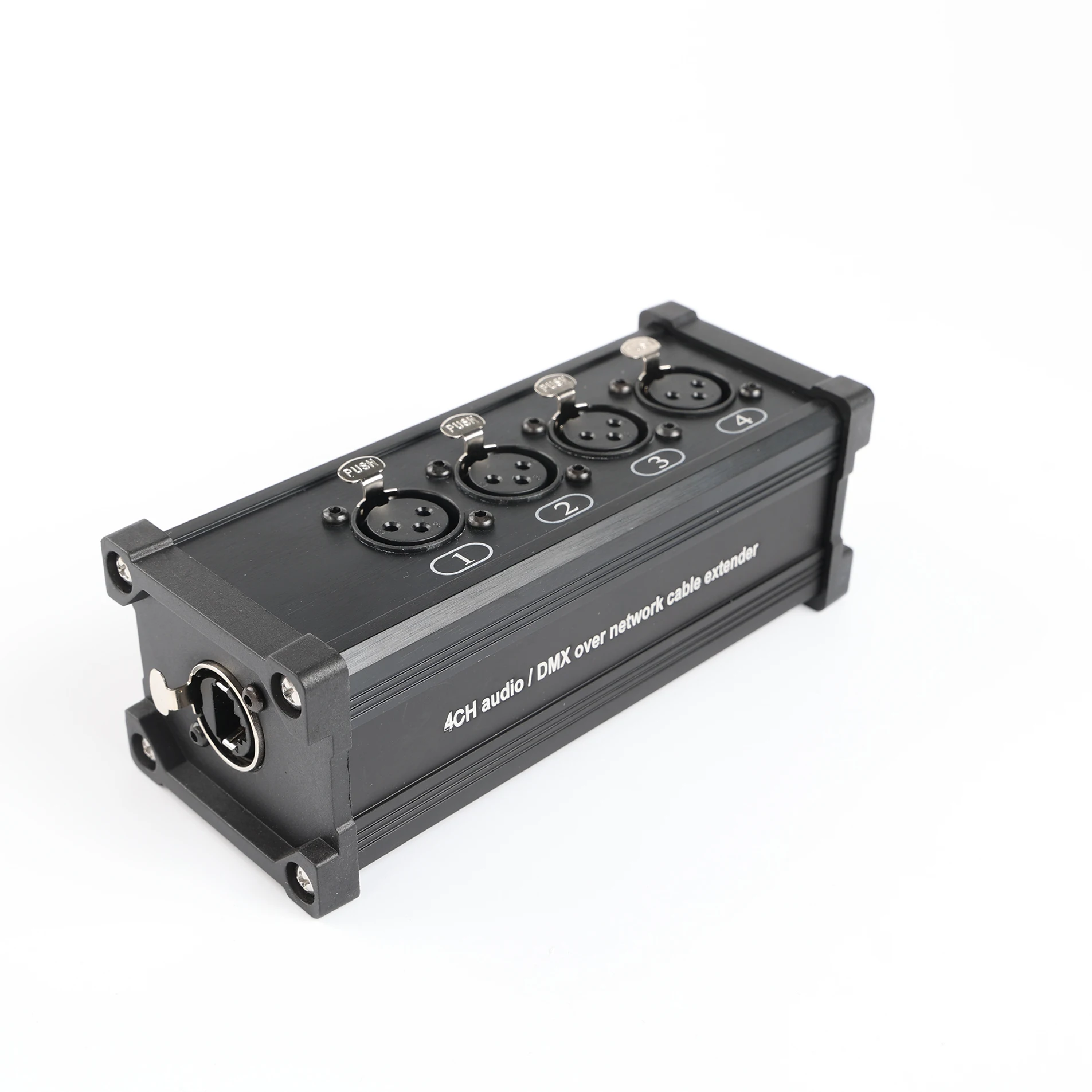 Aluminum Alloy Ethernet Converter DMX RJ45 CAT6 Female To 4 3 Pin XLR Female Connectors Cable Audio Adaptor Signal Extender Box