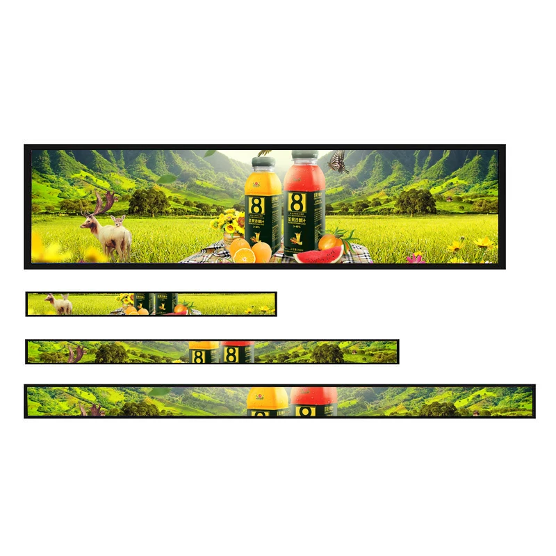 Ultra Wide Indoor Strip Android Touch LCD Display Bar Type Advertising Screen for Education Retail Digital Shelf Edge Display