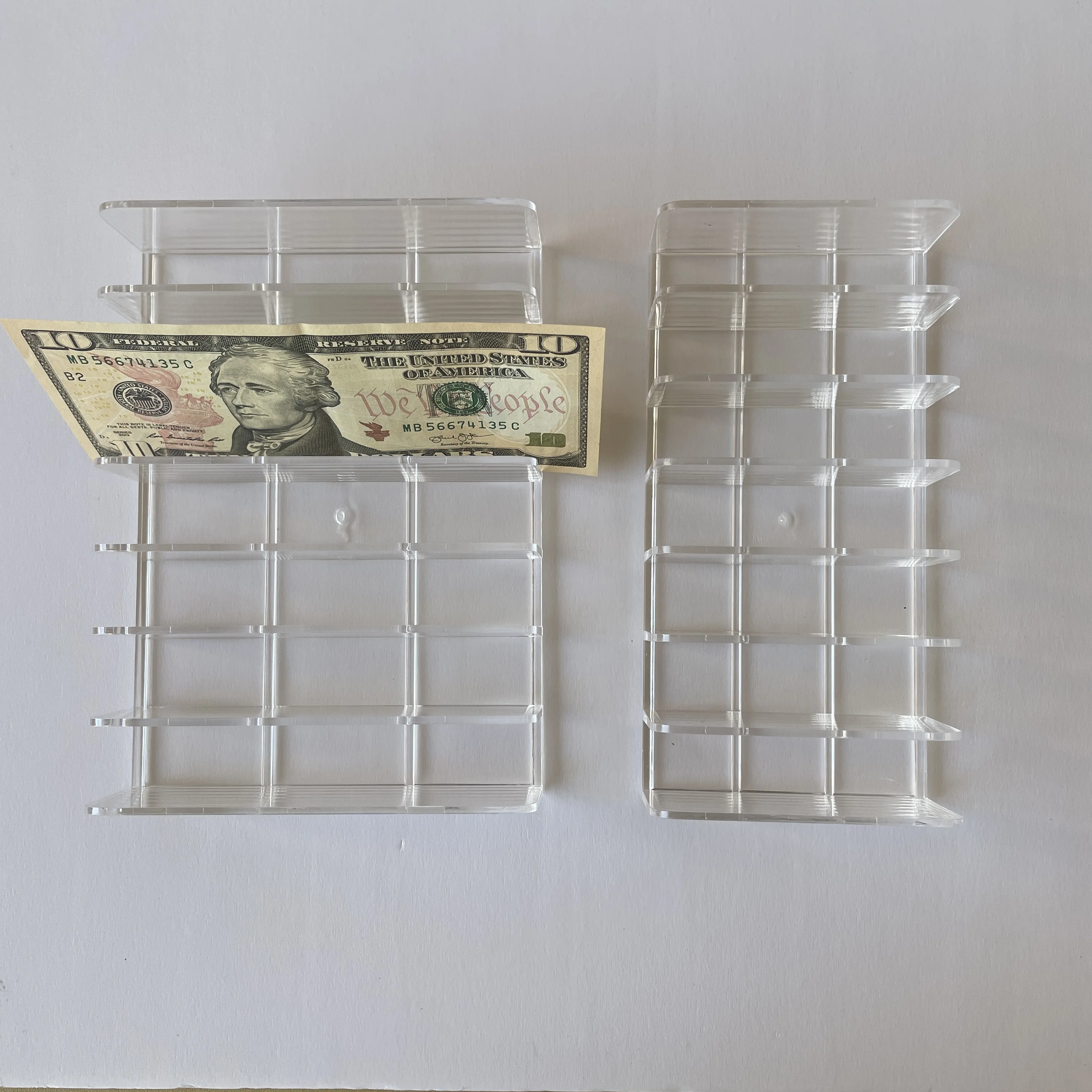 Multiple Function 7 Section Divider Plastic Large Acrylic Bill Budget Tray Makeup Clear Cash Holder Money Storage Organizer
