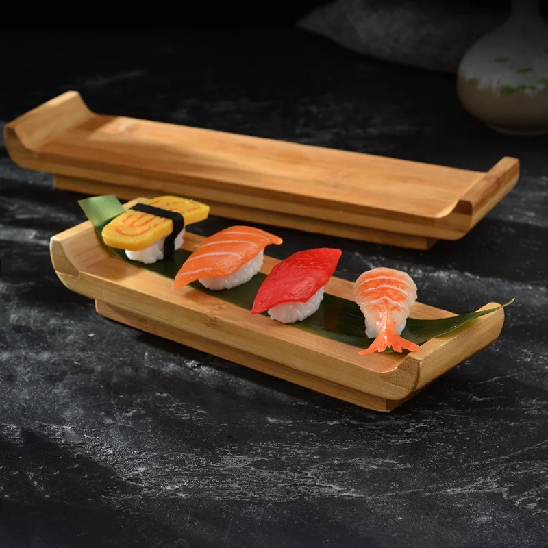 SUSHI and SASHIMI plate eating wooden plates set dishes natural