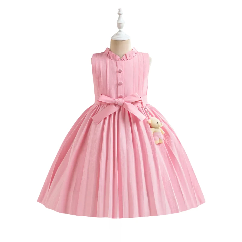 factory new sleeveless 5 years baby princess birthday formal kids party dress wedding satin girl dresses