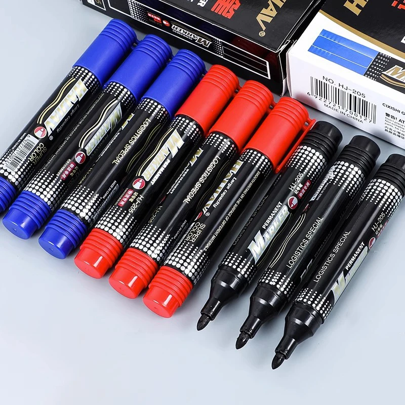 permanent plastic large capacity no fading waterproof black red blue logistic marking pen for cartons