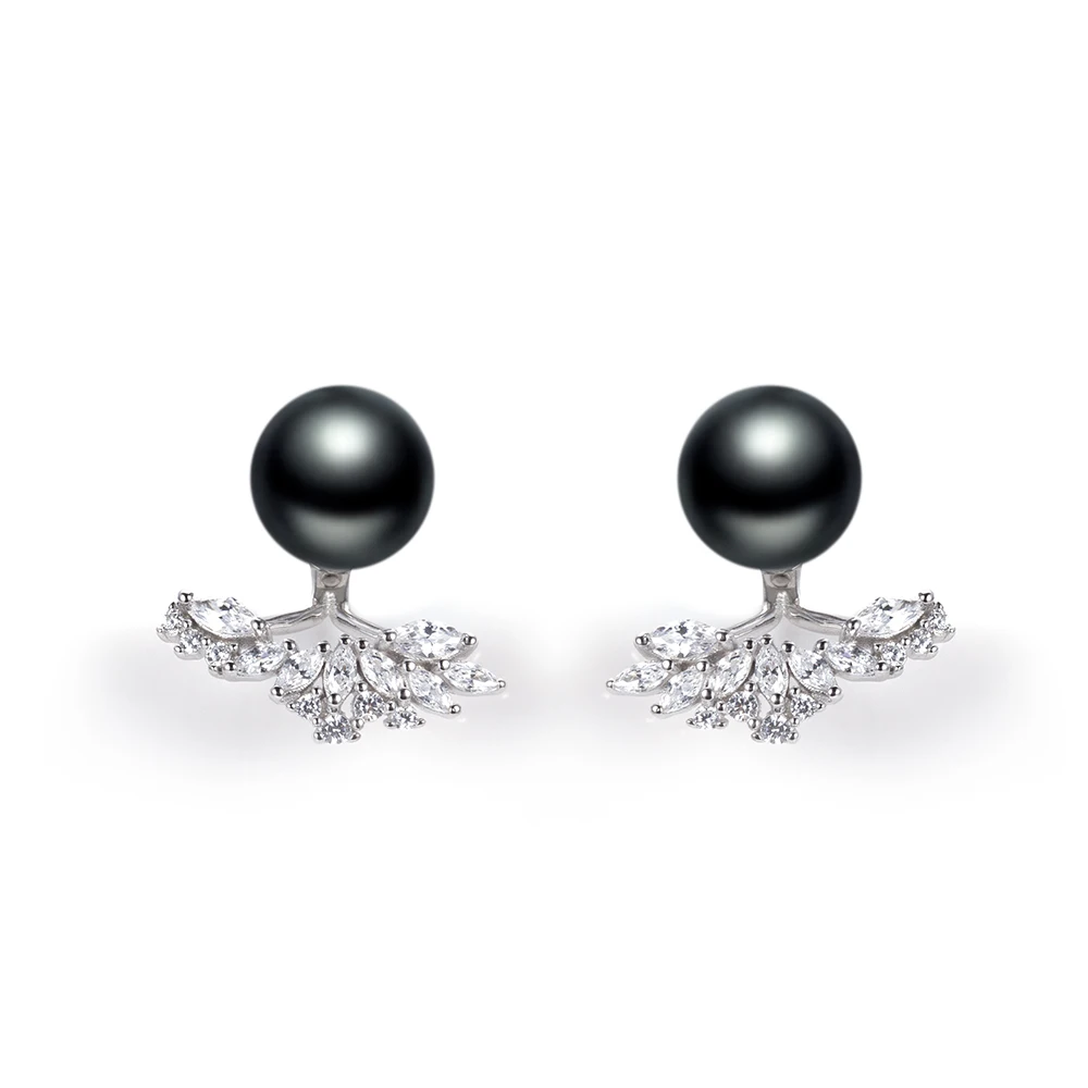Tahitian Pearl Earrings Accessories Wholesale 925 Silver Earring Jewelry Grey Natural Sea Water Pearl Earrings