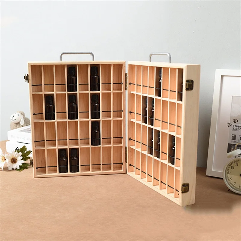 Wooden Essential Oil Box Nail Polish Aromatherapy Oils Display Holds Storage Case for Presentations Gift