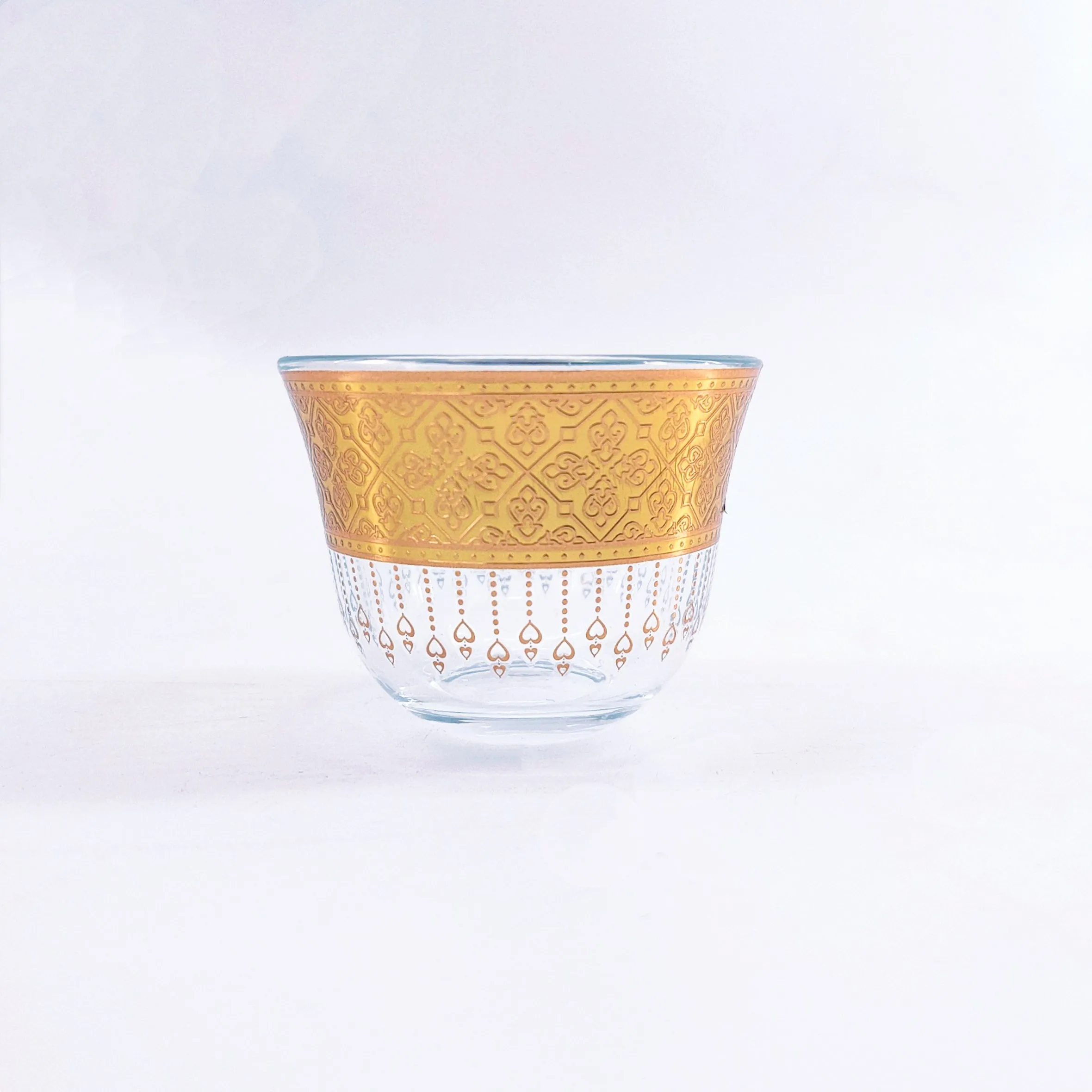 Lead Free Glass Cawa Cup Coffee Set Glass Turkish Cup with Real gold decoration