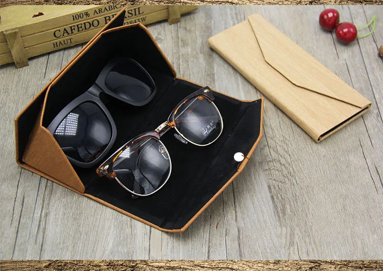 Модные дизайнерские новые трендовые треугольные чехлы для очков из искусственной кожи складная коробка из искусственной кожи