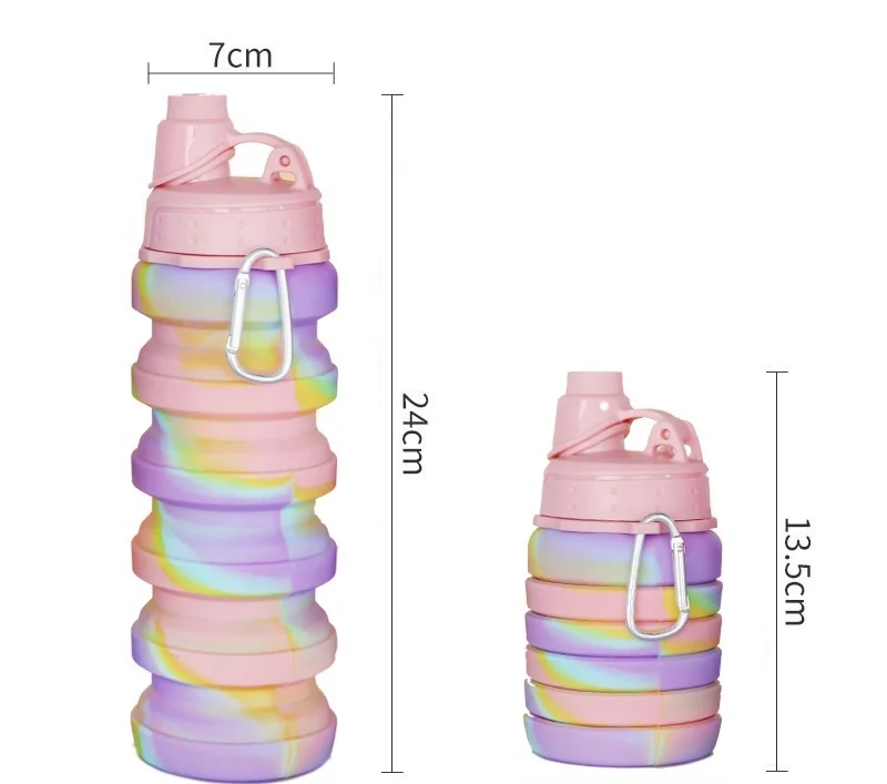 Creative silicone foldable kettle with cover portable retractable water bottle high temperature resistant sports water bottle