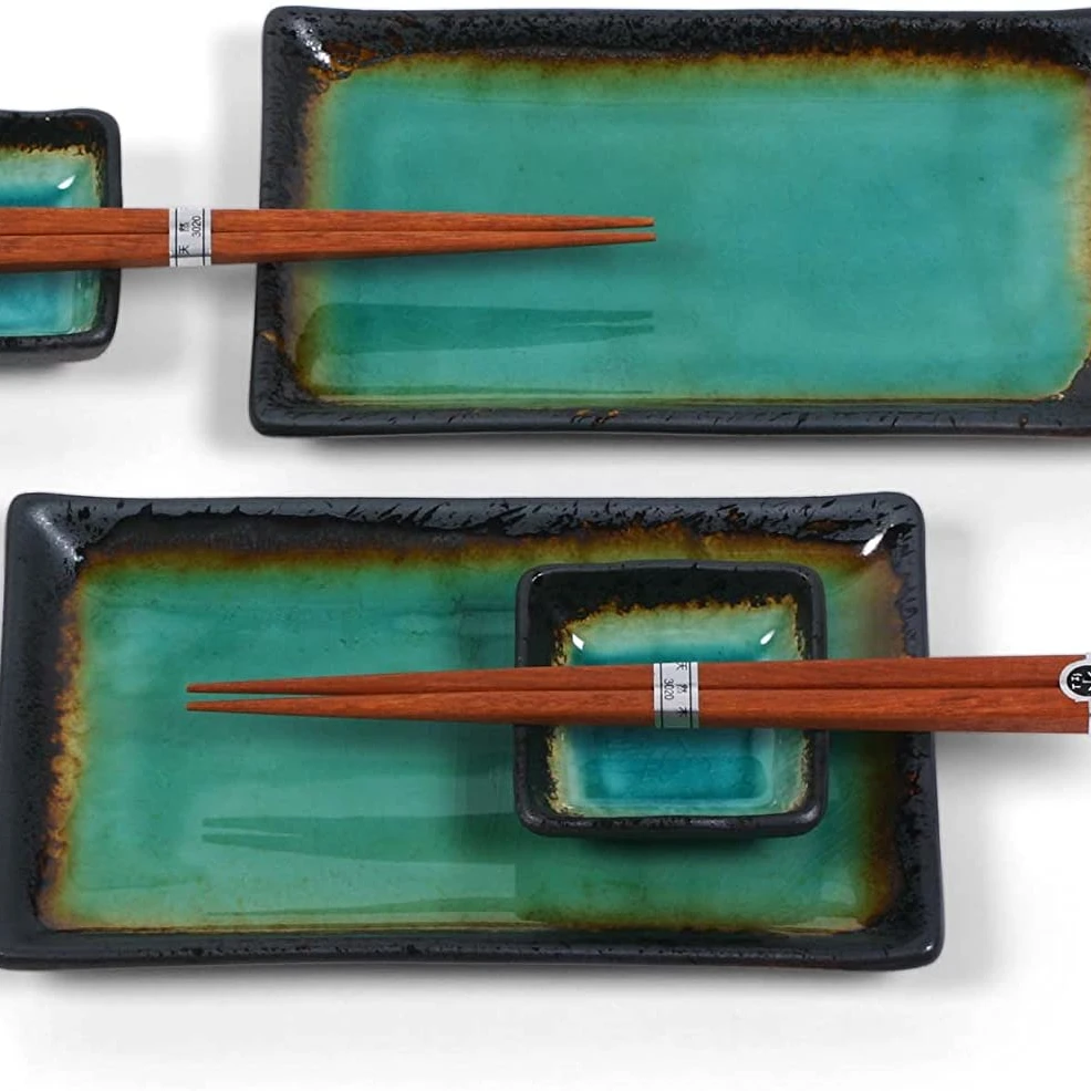 Green Sushi Maker Kit Sushi Maker Machine Sauce Dishes Ceramic chopsticks Homemade