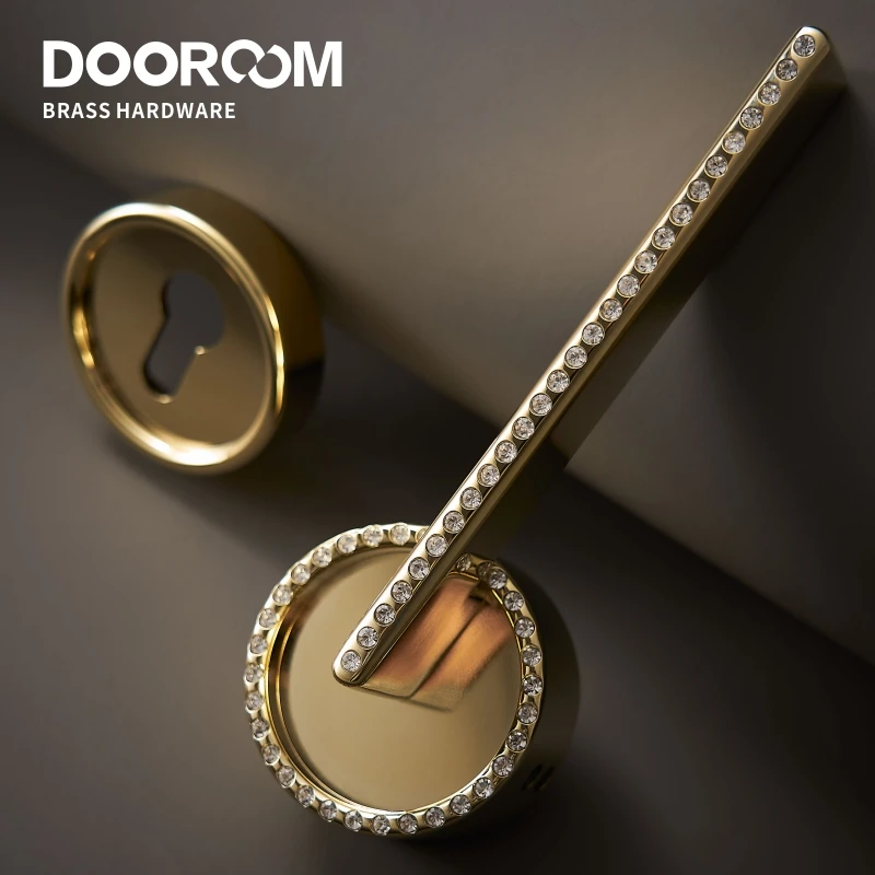 Набор латунных дверных замков Dooroom современные черные PVD золотые со стразами для спальни ванной комнаты двойные деревянные дверные рычаги манекен