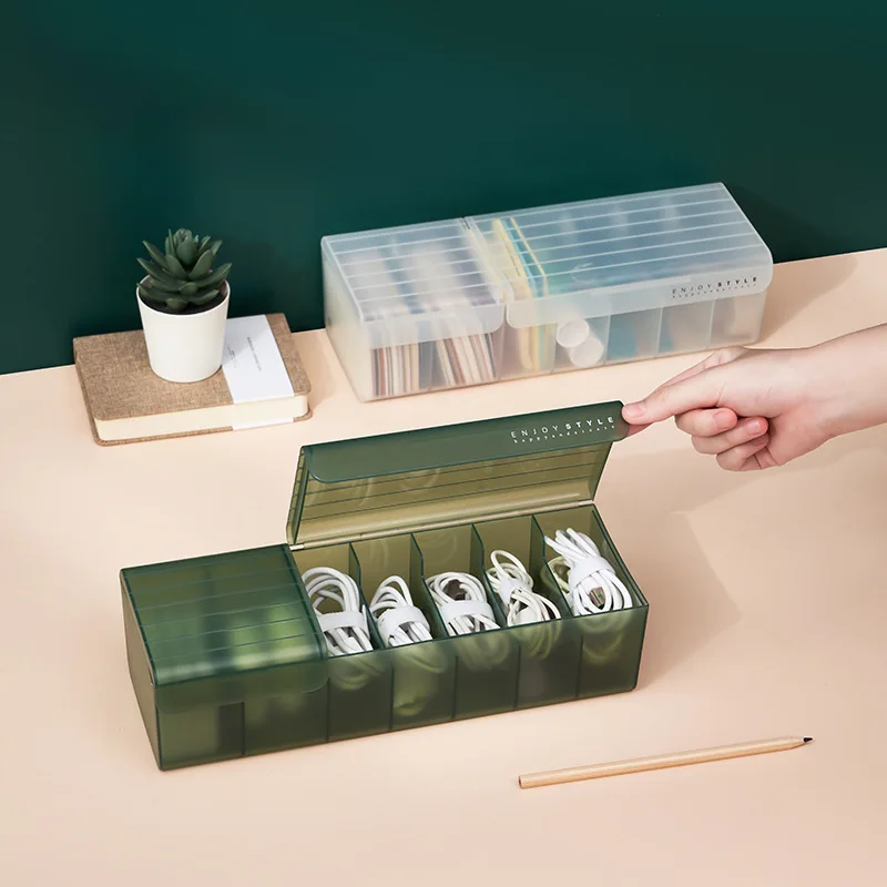 Desktop data line storage mobile phone charging cable sorting power cable storage box
