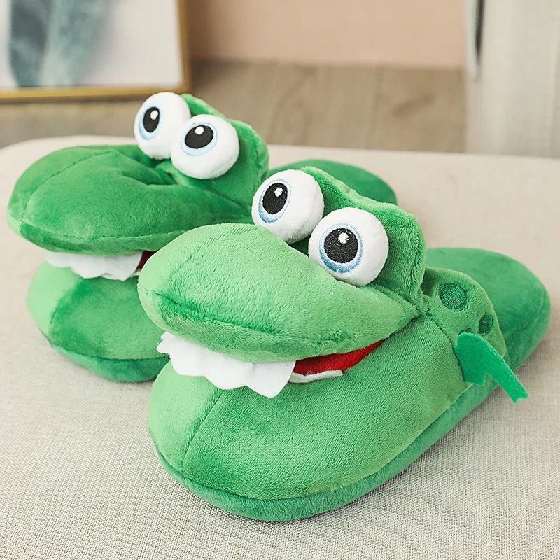 Cartoon Crocodile Cotton Slippers Moving Funny Walking with Open Mouth and Dancing Warm Comfortable Christmas Gift Kids Girl Boy