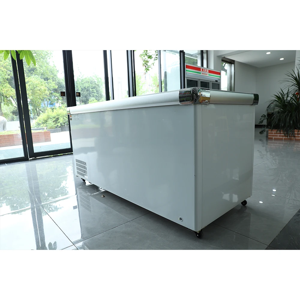hucheng Chest freezer Horizontal deep freezer Silding glass door Double temperature Freezer and cooler 1100L
