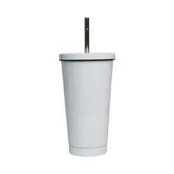 Kingsub Sublimation Stainless Coffee Cup Reusable White Blank Sublimation Stainless Steel Coffee Straw Cup