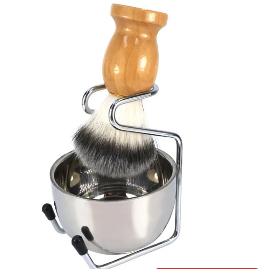 Мужской набор для бритья включает бритву из нержавеющей стали и держатель для кистей, чашку для мыла из нержавеющей стали, кисть для бритья барсука