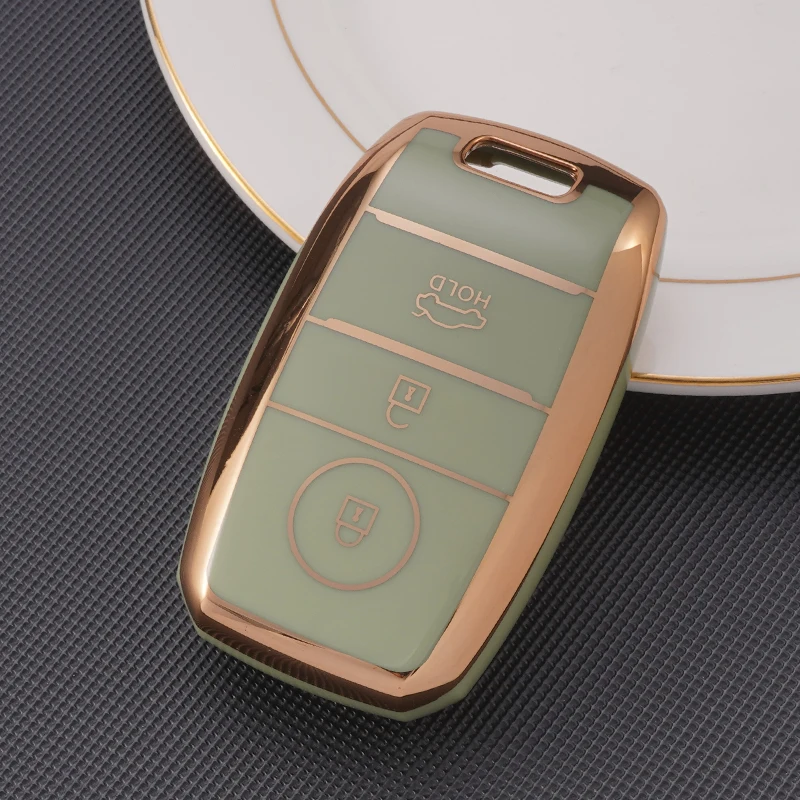 Car Key Fob Cover Gold Soft ,Girly Full Covers Keys Shells,Beautiful and Shiny Automotive Accessories New Car Key Holder