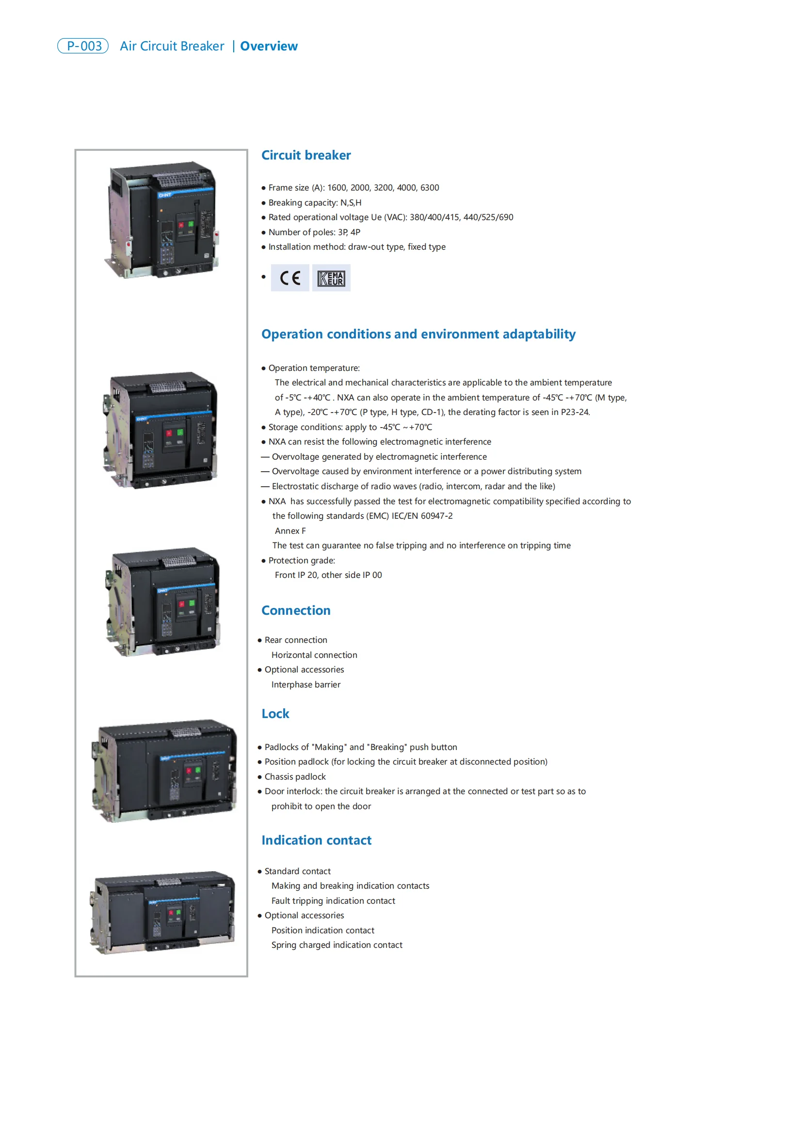 CHINT NXA Series Manual Operation Air Circuit Breaker Basic 3P 4P 80KA Drawout ACB NXA20N 630A 800A 1000A 1250A 1600A 2000A