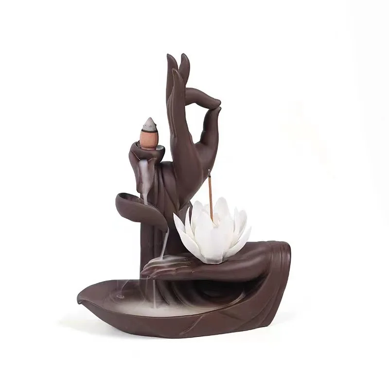 Новая бутик фиолетовая глина Будда, ручная плита из сандалового дерева, внутреннее украшение дома, декоративная ароматическая горелка