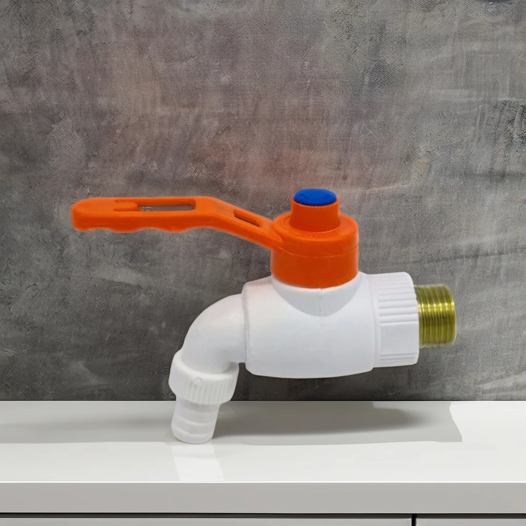 Kt-175 Popular Middle Eastern market PPR Pipe  White Brass Male Thread faucet for Plastic Basin Faucet Water Tap for Kitchen
