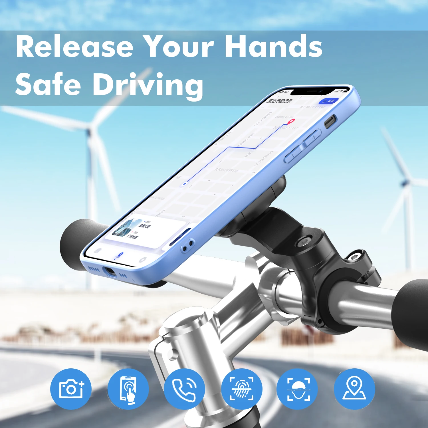 New Design Magnetic Motorcycle Phone Holder 360 Rotation Vehicle Mobile Phone Bike Mount