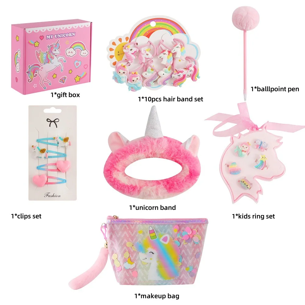 2024 New Products Unicorn Toys Headband/ Soft Plush Toys Set for Girls Birthday Gift Box with Lock and Keys Notebook