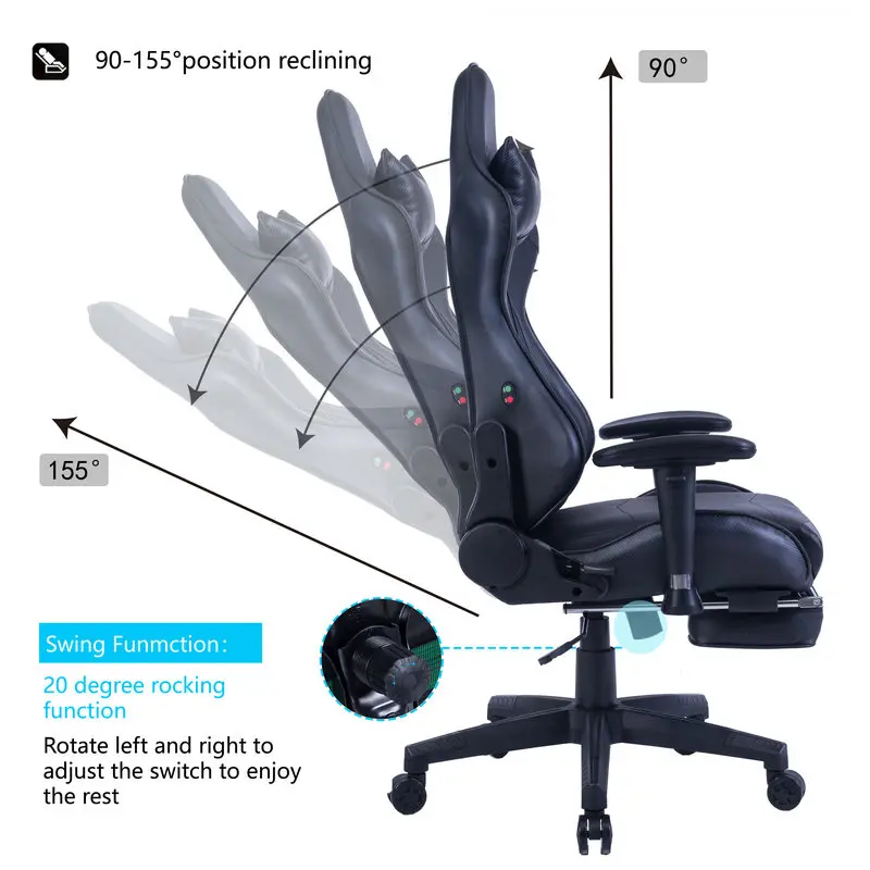 China wholesale kursi gaming gamer chair linkage armrest adjustable racing ergonomic gaming chair malaysia with footrest