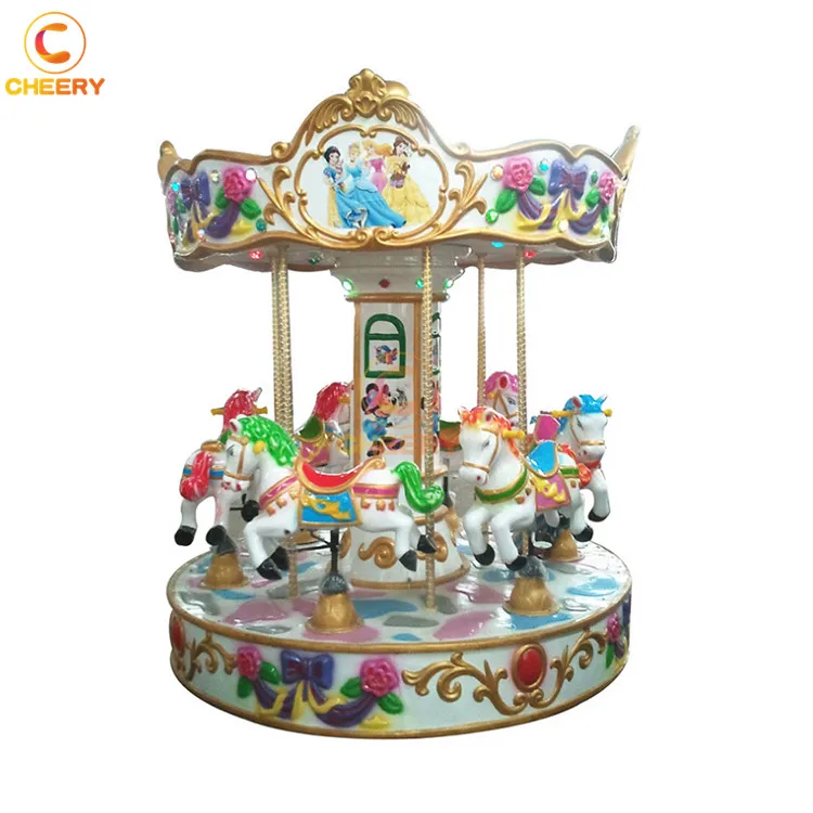 Fun indoor amusement park game kids carnival rides small portable mini carousel horse ride for sale