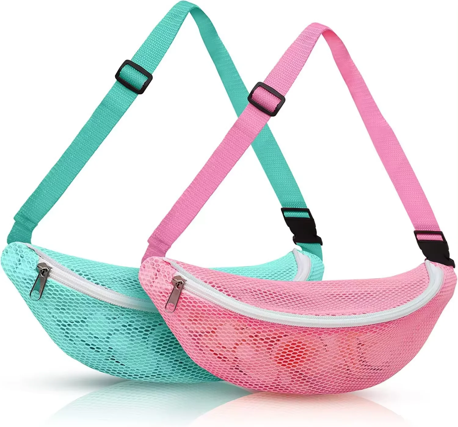 New Fashion Beach Mesh Travel Fanny Pack Waist Belt Bags For Ladies Fitness Fanny Pack