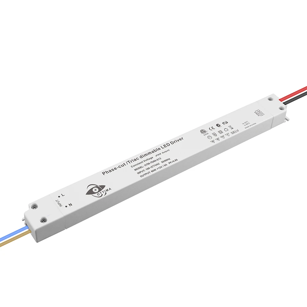 IP20 60W 12V 24V slim linear 0-10V 1-10V PWM dimmable constant voltage led driver