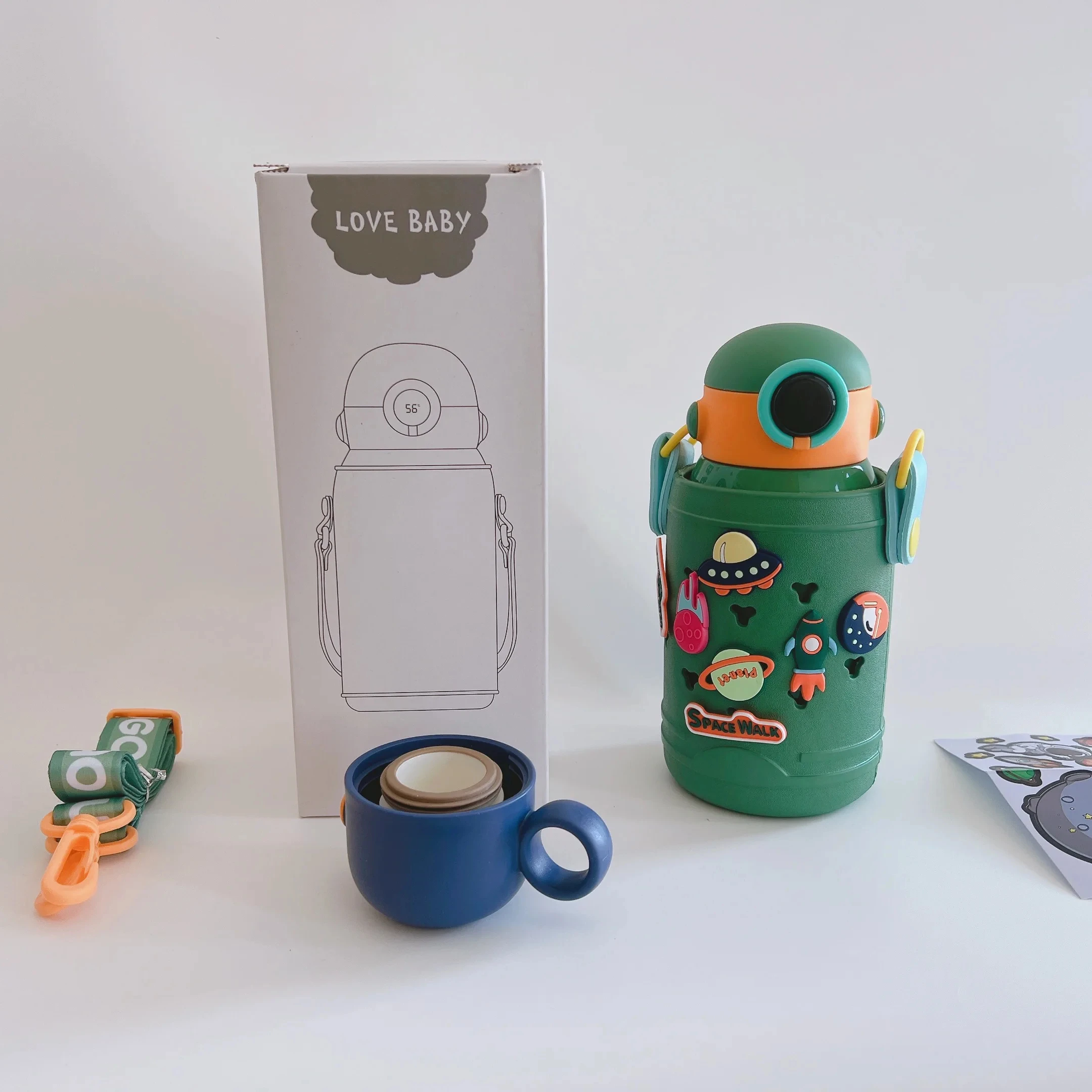 2024 Best Selling Stainless Steel Children Cute Cartoon Vacuum Flasks Kids Tumbler Thermos Mug Thermal Water Bottle with Straw