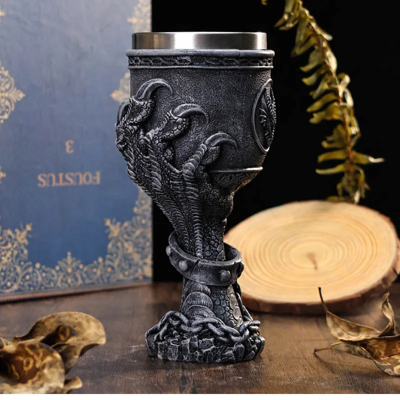 Home Club Stainless Steel Liner Strong Wine Red Wine Whiskey Glass Set Creative 3D Dragon Eagle Claw Skull Goblet Cup