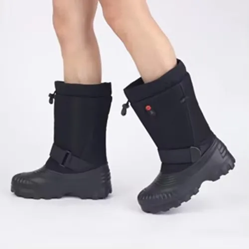 Outdoor 7.4V Heated Winter Boots Men Waterproof Ankle Height Snow Boots Genuine Leather Lining Fur Plush Insole Upper Position