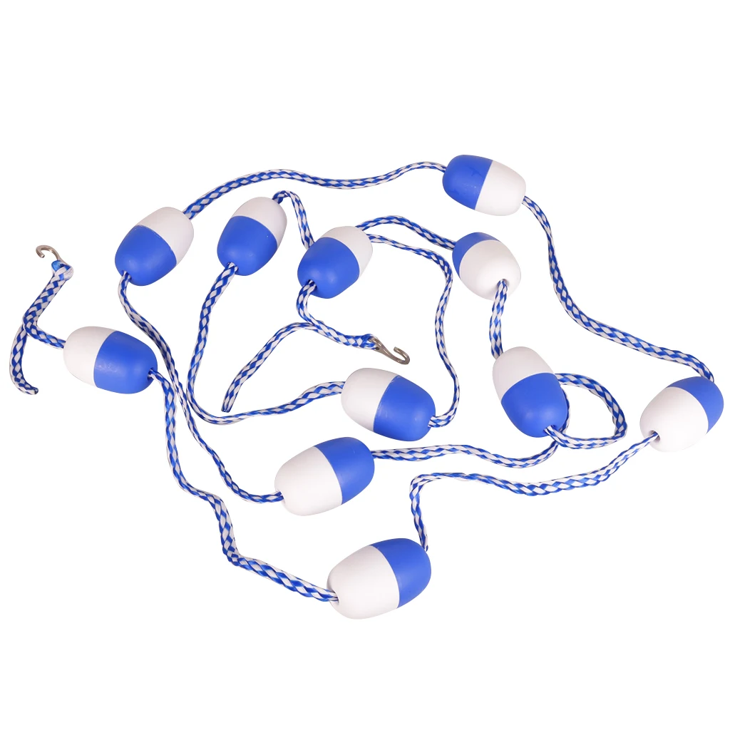 Floating Pool Safety Rope - 20 Foot - Adjustable Length Lane Divider with Hooks for Swimming Pools - Equipment to Divide Swim Ra