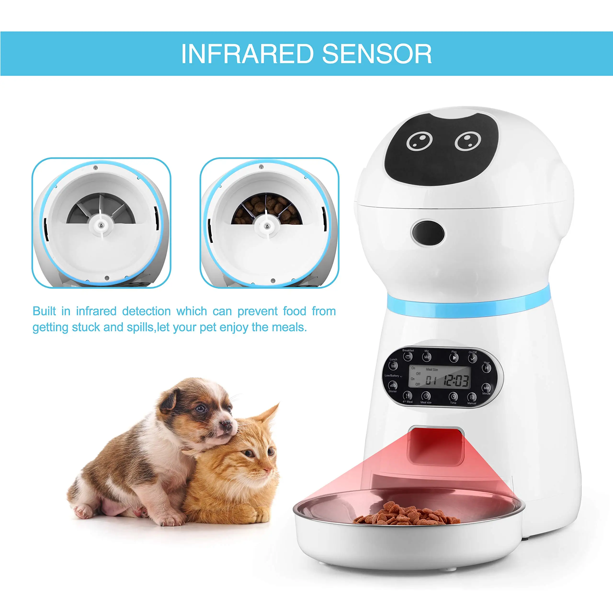 Hot Selling 3.5L Automatic Pet Feeder Robot Design Voice Record Dog Cat Pet Bowls Smart Pet Feeder