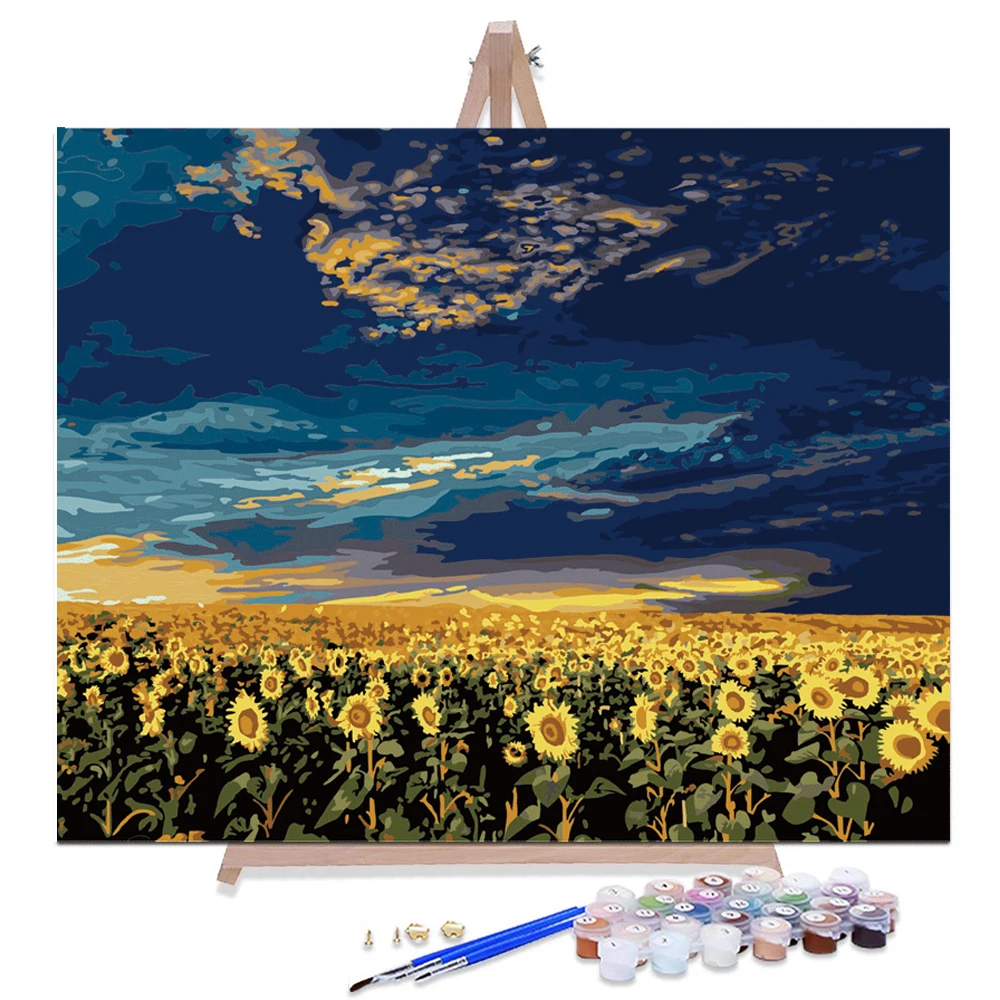
Sunflower Garden Sea of Flowers Oil Painting Rural Reproduction Handmade Modern Art Forest Oil Painting Materials 