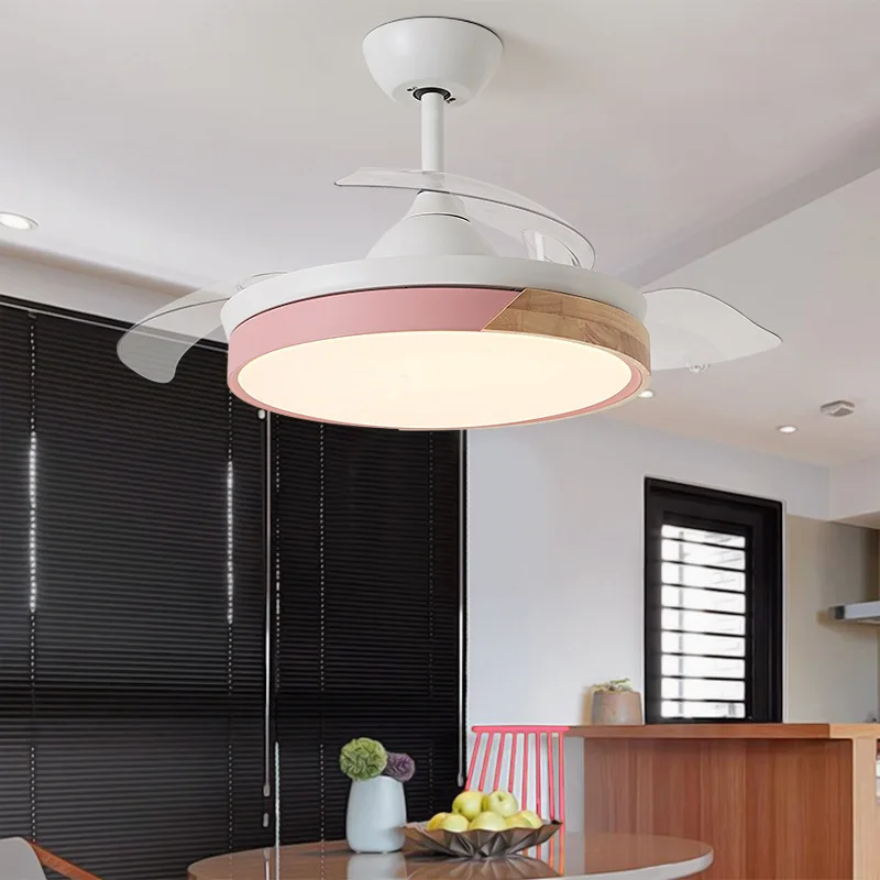 Modern Designer Decorative Retractable Ceiling Light Bedroom Fancy Remote Control Vintage Led Ceiling Fans Chandelier