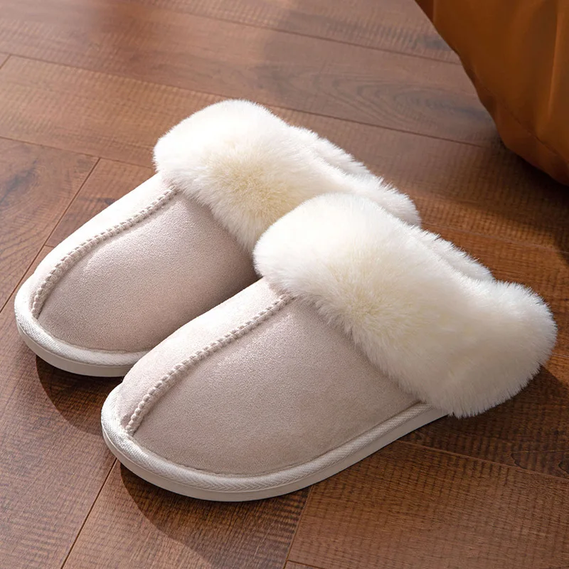 Wholesale hot selling  fluffy slippers for women cotton upper warmth preservatio plush unisex Winter women home slippers