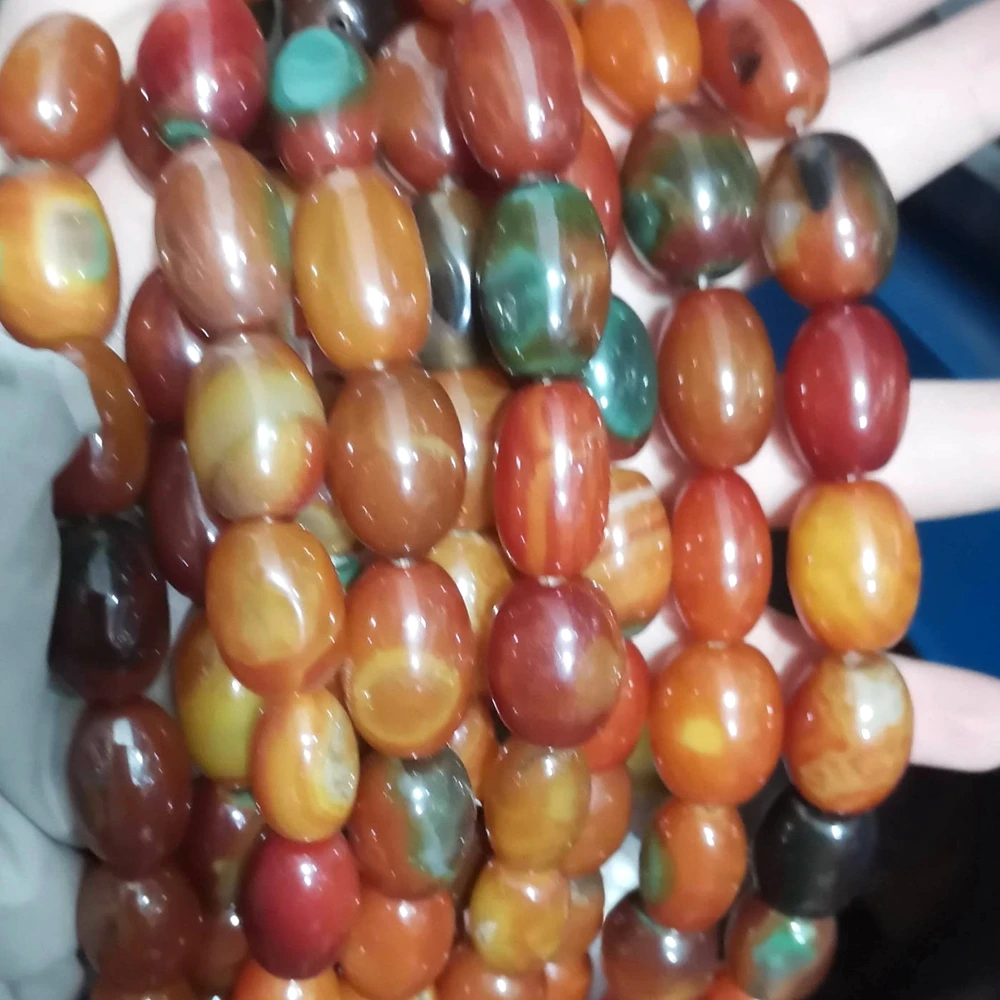 Oval Agate Bead Loose Strand Rice Stone Agate For Necklace Jewelry Making DIY Bracelet Necklace