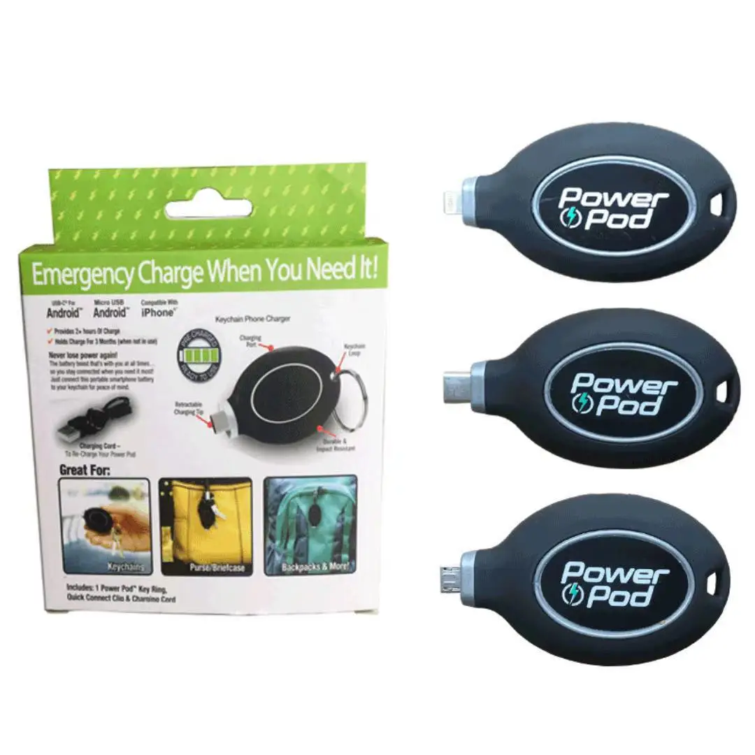 Top sale Portable Mini Keychain Power Banks Backup Charge Portable Charger Keychain Emergency Power Bank 800mAh Power Bank pod