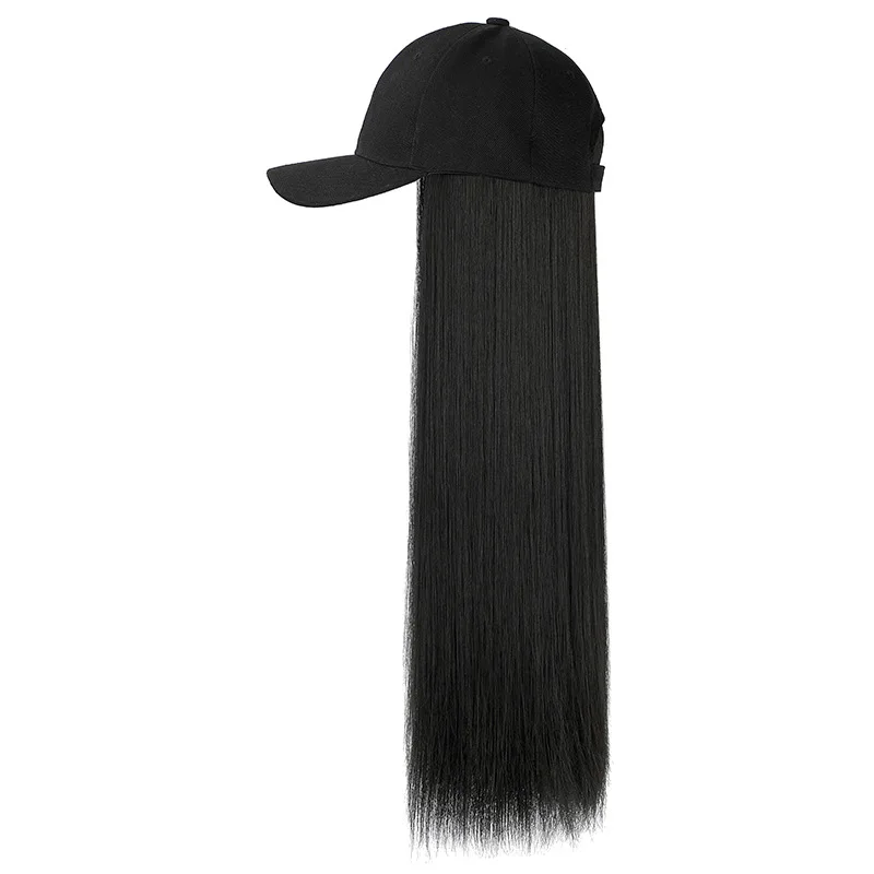 Wholesale Fashion Ladies Girl Women Synthetic Long Straight Wig hair One-piece fashion hat Baseball Cap Wig