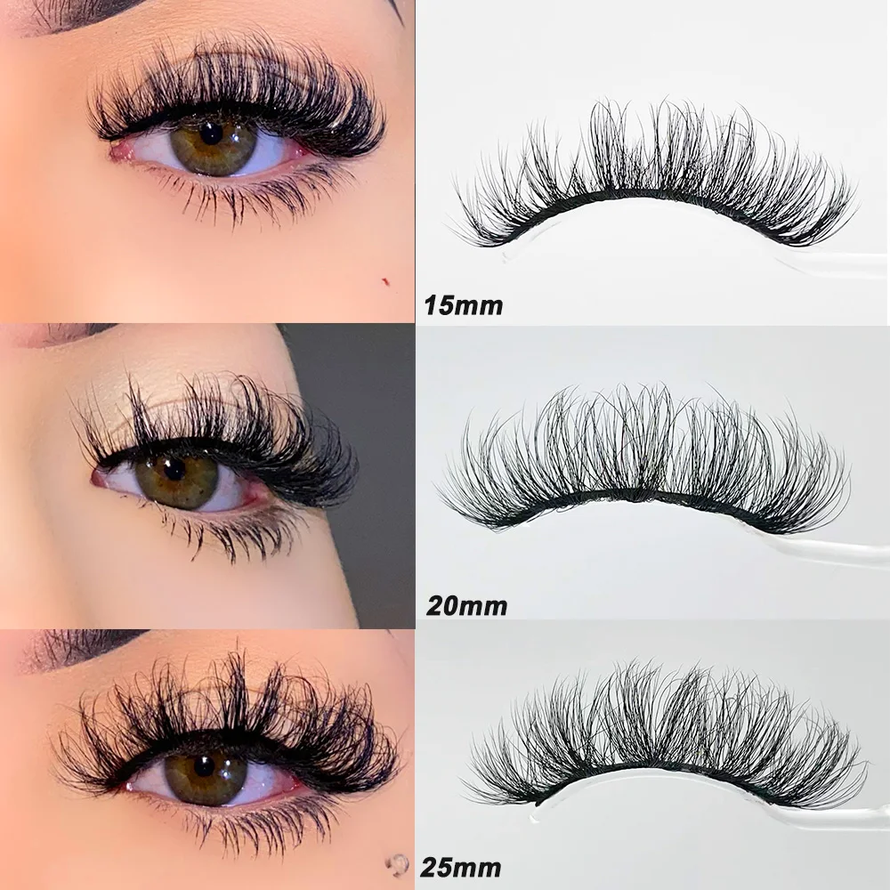 Hot Sale Fake Fluffy Lashes Wholesale Russian Strip Eyelashes Fluffy D Curl Wispy Faux Mink Eye Lashes Wholesale