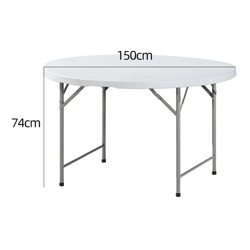 OEM 5 Foot 150*74 Fold-In-Half Round Plastic Table White Utility Sturdy Portable HDPE Tables With Handle Lock