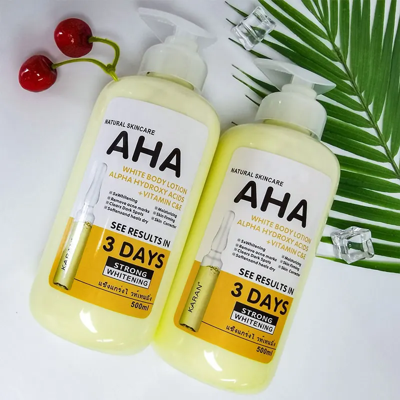 500ml AHA Fruit Acid Body Lotion VE Skin Brightening Moisturizing Lotion Whitening Body Lotion Hydroxy Acids Vitamin C