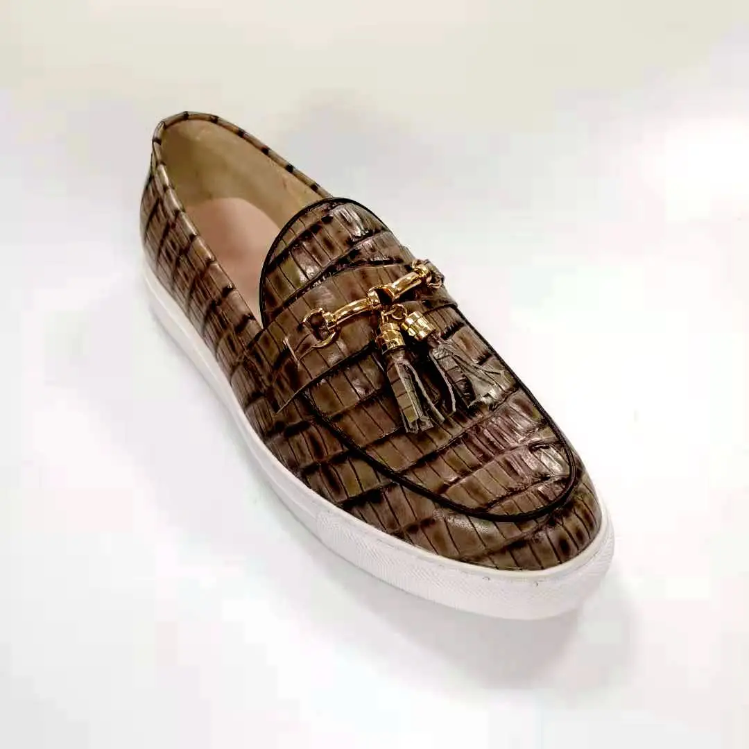
LUXURY BROWN GENUINE LEATHER WHITE SOLE CASUAL SHOES HAND MADE LOW PRICE DESIGNER FROM ITALIAN NEW FASHION LAGER SIZE HOT SALE 