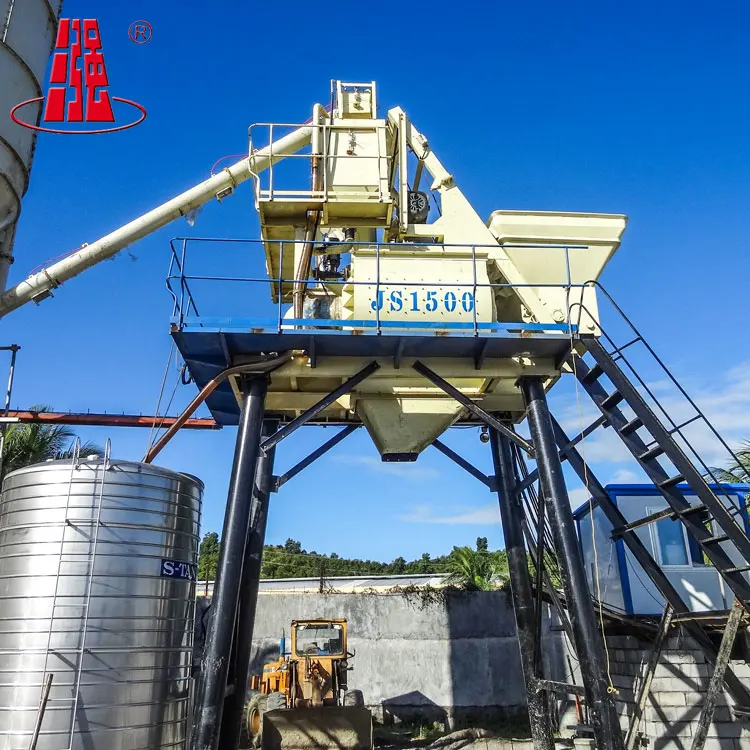 75m3 Cement hopper Stationary Concrete Batch Plant with JS1500 Concrete mixer machine Concrete Mixing Plant Factory Outlet