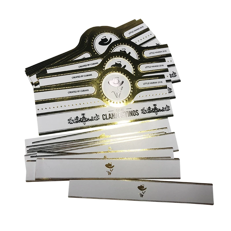 Label Custom Gold Stamping Cigar Band And Printing Embossing Cigar Ring Sticker  Die Cut Sticker Hologram Cigar Label